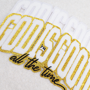 Đầy Màu Sắc Trường Phụ Nữ Lớn Chenille Vá Tùy Chỉnh Chenille Chữ Thiên Chúa Là Tốt Tất Cả Các Thời Gian Sắt Trên Thêu Vá Cho Hoodies - Product Image 3