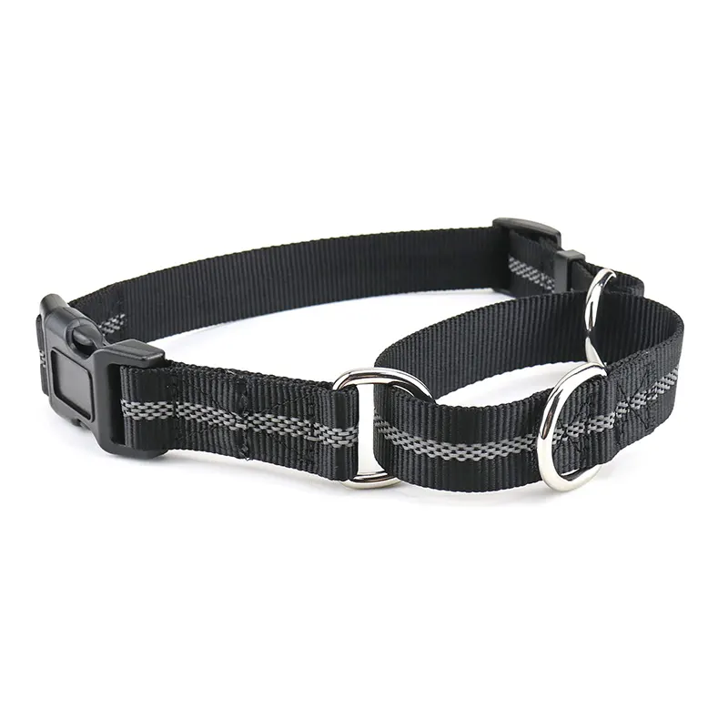 Custom various specifications reflective adjustable nylon martingale dog collars for large dogs