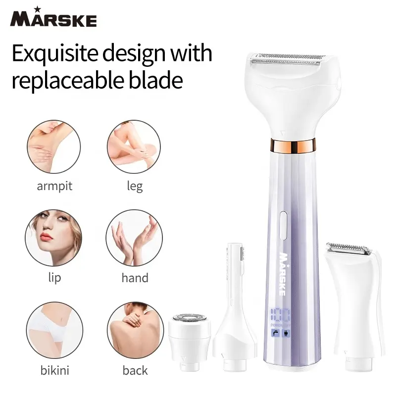 Depiladora MARSKE 5 en 1, Afeitadora eléctrica impermeable para mujer, afeitadora de Bikini, maquinilla de afeitar recargable, depiladora facial