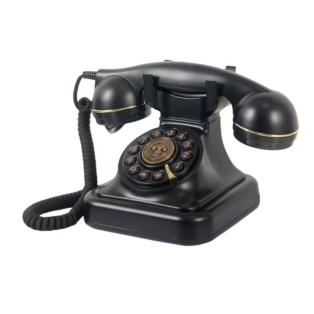 Telefone retro antigo estilo ocidental, telefone decorativo vintage antigo com função de redial para uso doméstico