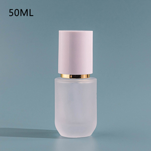 Cosmetic Serum Eye Essential Oil Glass <strong>Bottle</strong> with Lotion Pump 50ml 100ml 120ml Frosted Glass Cream Jar with White Lid