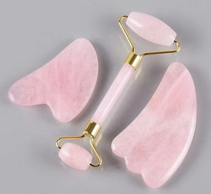Yüz güzellik masaj araçları kırışıklıkları azaltmak yaşlanma yeşim yüz masajı Gua Sha seti % 100% doğal taş gül kuvars - Product Image 1