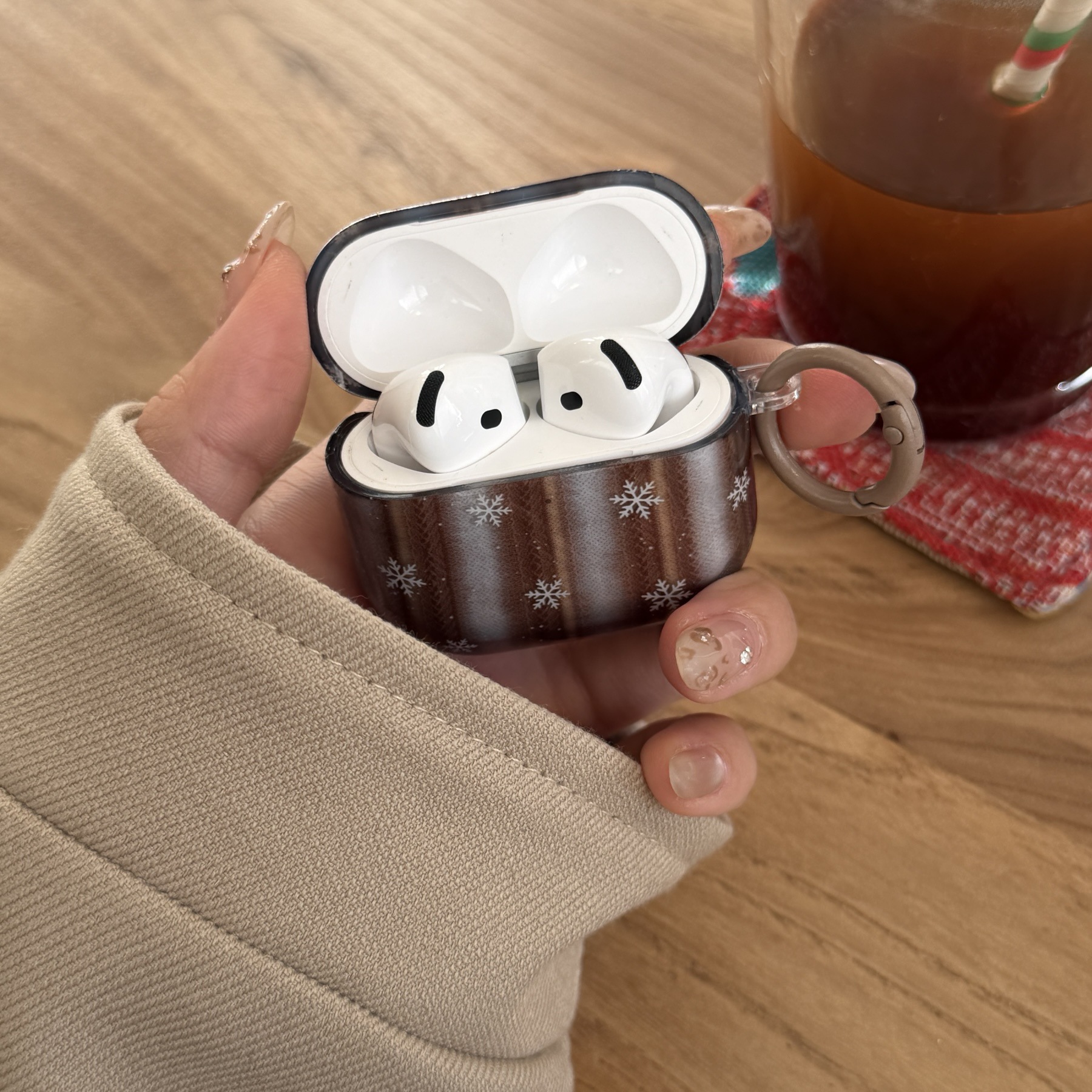 Brown Striped Snowflake Ring