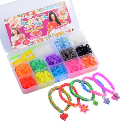 Loom pulsera de caucho bandas para el pelo para niños de Color de arco iris de telar de bandas que tejida pulsera DIY juguetes de niño regalo