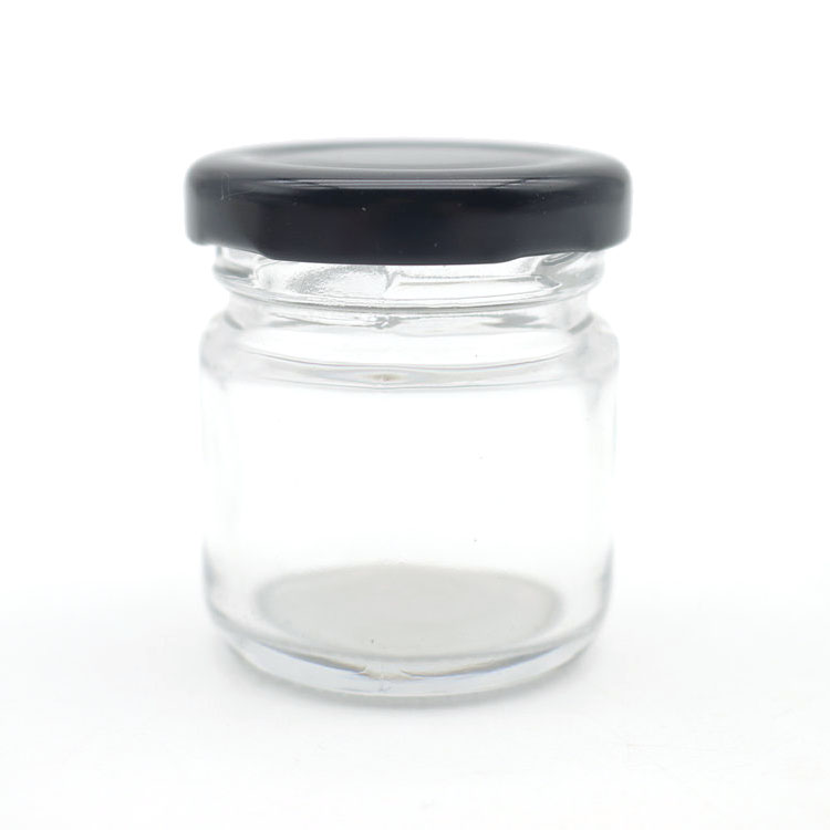 clear jar with black lid