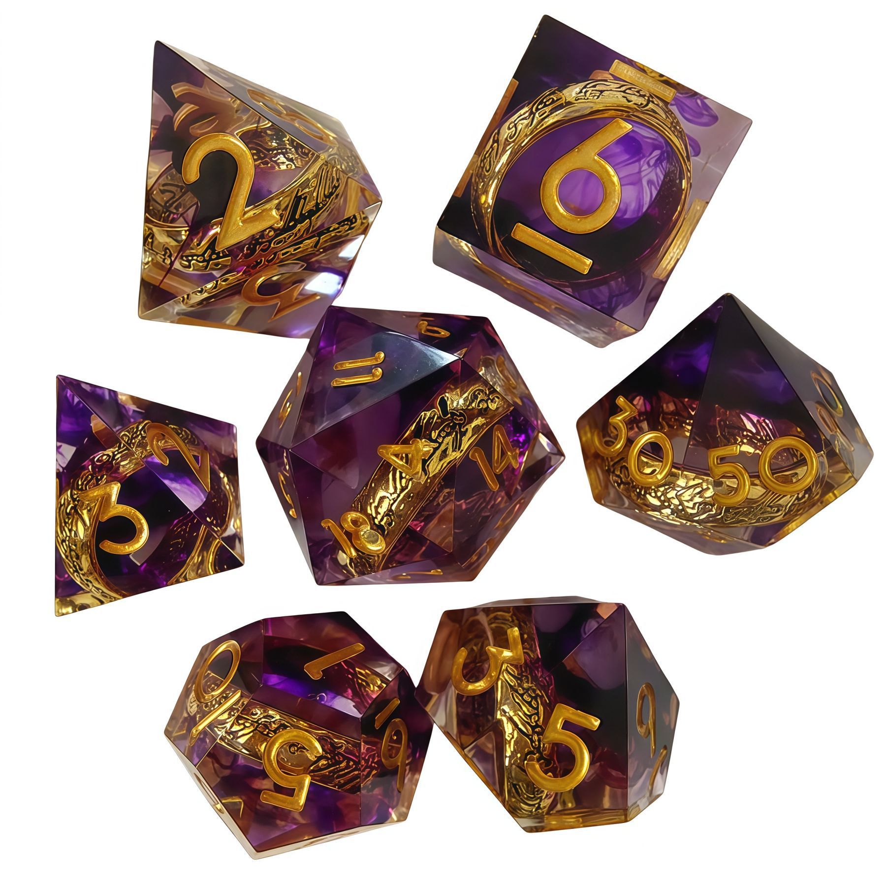 Plaid ring drops purple gold