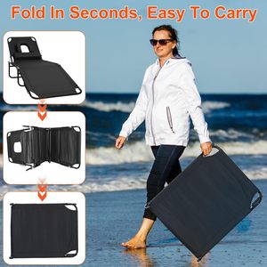 قابل للتعديل 4-موقف مسند الظهر طوي كرسي صالة الشاطئ الوجه الذراع ثقب وسادة قابلة للإزالة لحمامات الشمس في الهواء الطلق فناء الفناء - Product Image 3