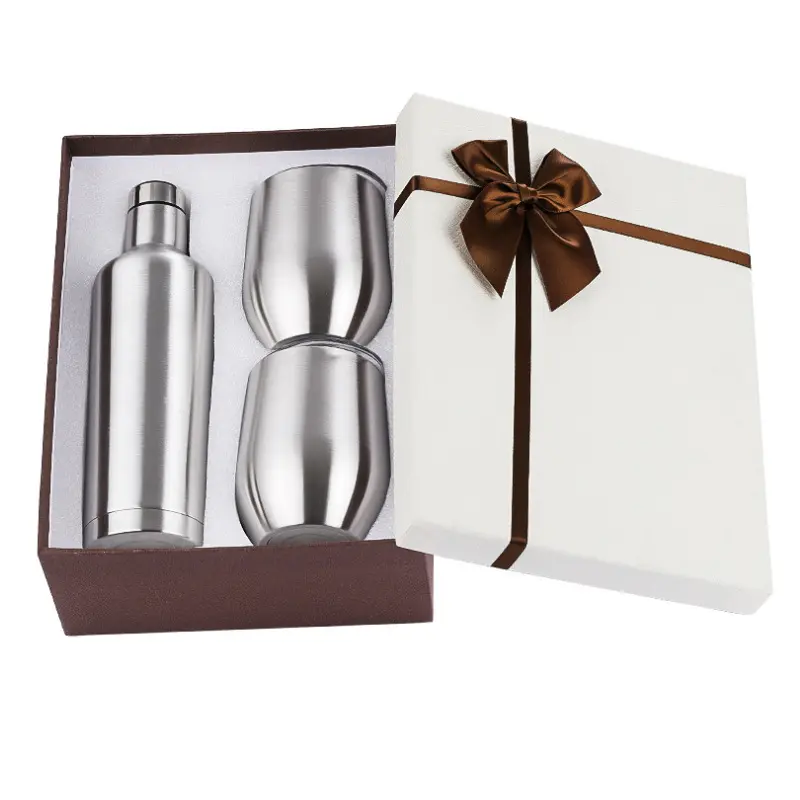 12oz 500ml 750ml Stemless Double Walled Insulated Thermal Wine Bottle Tumbler Cups Glass Gift Set Stainless Steel