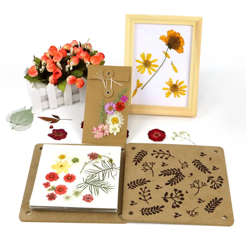 Großhandel Kinder Blumen presse Natur handwerk Holz Kunst Kits Outdoor Lernspiel zeug DIY Flower Press Kit