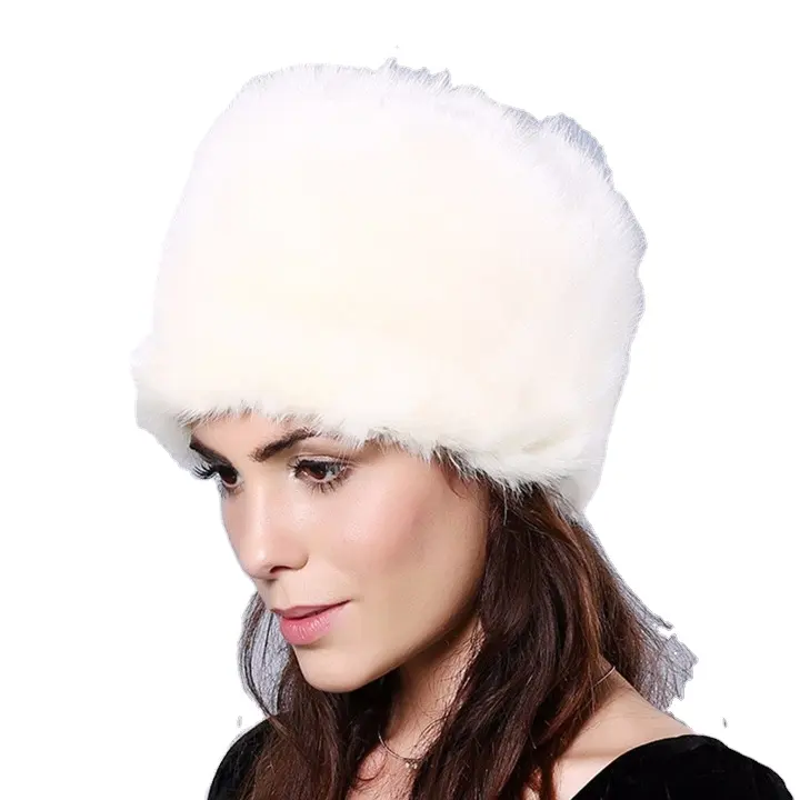 Commercio all'ingrosso come vera pelliccia comodi cappelli bomber stile cosacco cappelli da donna in pelliccia sintetica invernale cosacco stile russo cappelli di pelliccia rosa cappello russo