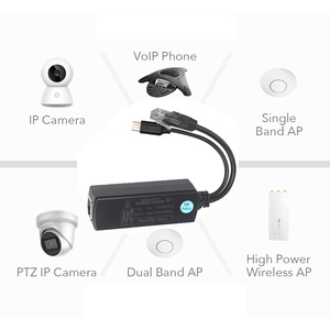 Type-C <strong>Input</strong> <strong>Output</strong> IP CCTV Cameras RJ45 12V POE 24V 0.5A Injector Dual <strong>Ports</strong> POE Lan Power Adaptors for Desktop Connection - Product Image 6