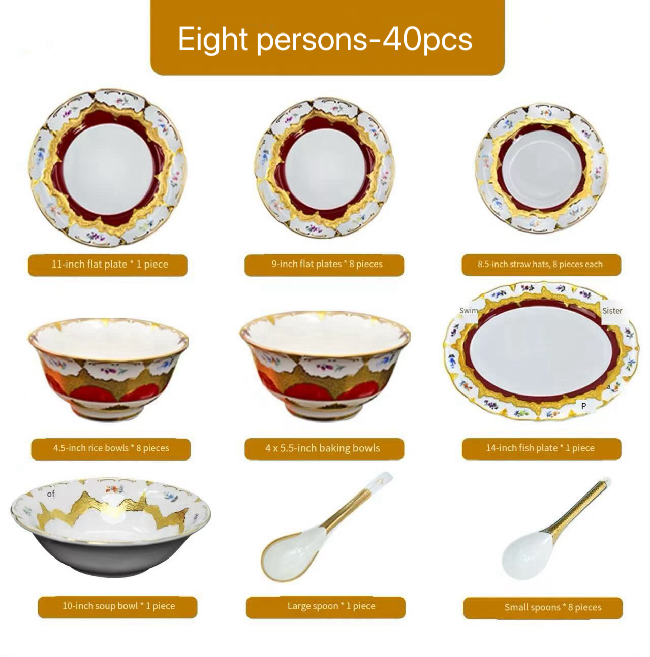 Golden-8 persons-40 pcs