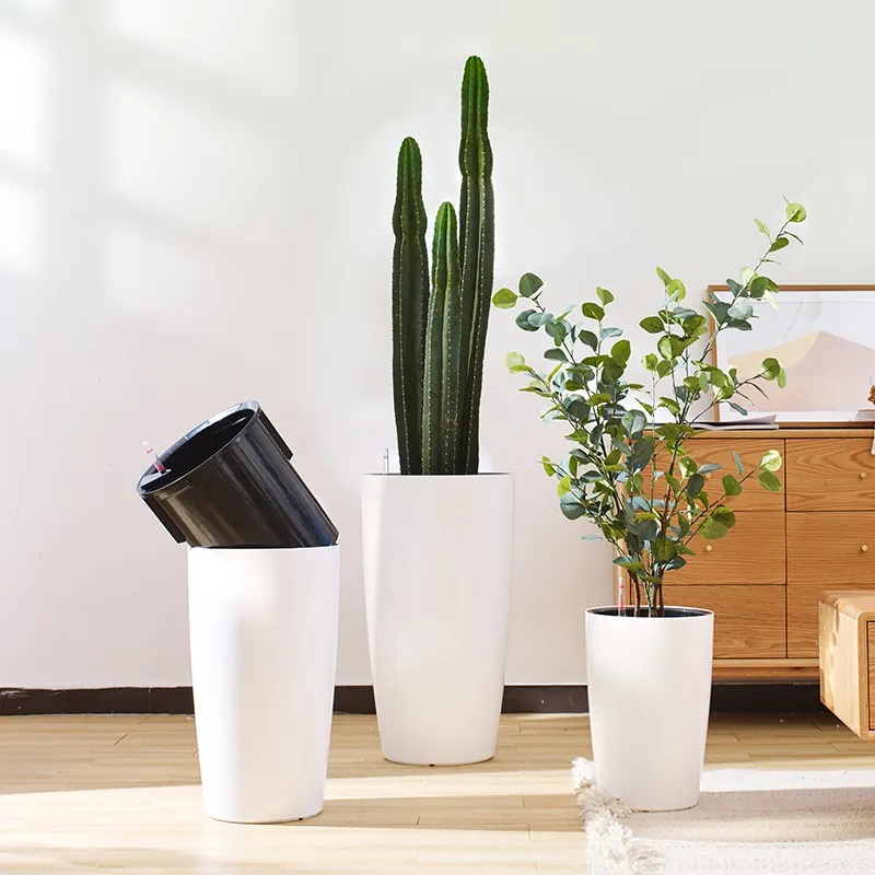 Vaso de flor de plástico para leizisure, decorativo, tamanho grande, moderno, chinês, rega automática, para plantas