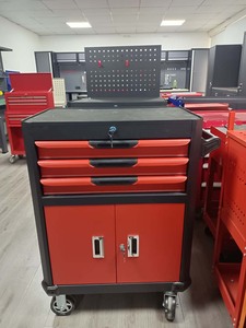 金属储物柜，带工作台工具柜，自动修理可锁定七抽屉红色工具柜，带手动工具，用于车库存放 - Product Image 5