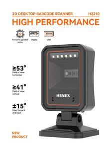 Henex Wired Desktop 2D Barcode Scanner Automatic Induction USB COM Interface CMOS Light <strong>Source</strong> Certified Rohs QR <strong>Code</strong> Print