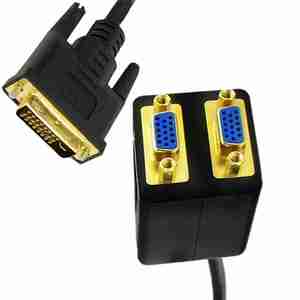 DVI to <strong>VGA</strong> *<strong>2</strong> Twin Connection Cable. <strong>VGA</strong> Computer Connection Cable. DVI (24+5 Pins) Male to <strong>VGA</strong> (15 Pins) Female. - Product Image 4