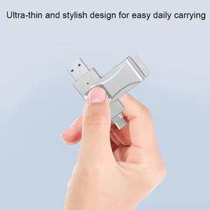 MFi认证高速u盘2合1指纹加密u盘，带密码加密金属旋转驱动 - Product Image 4
