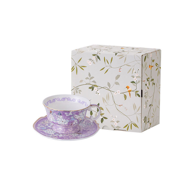 Flower Purple Cup Plate (Gift Box Set)