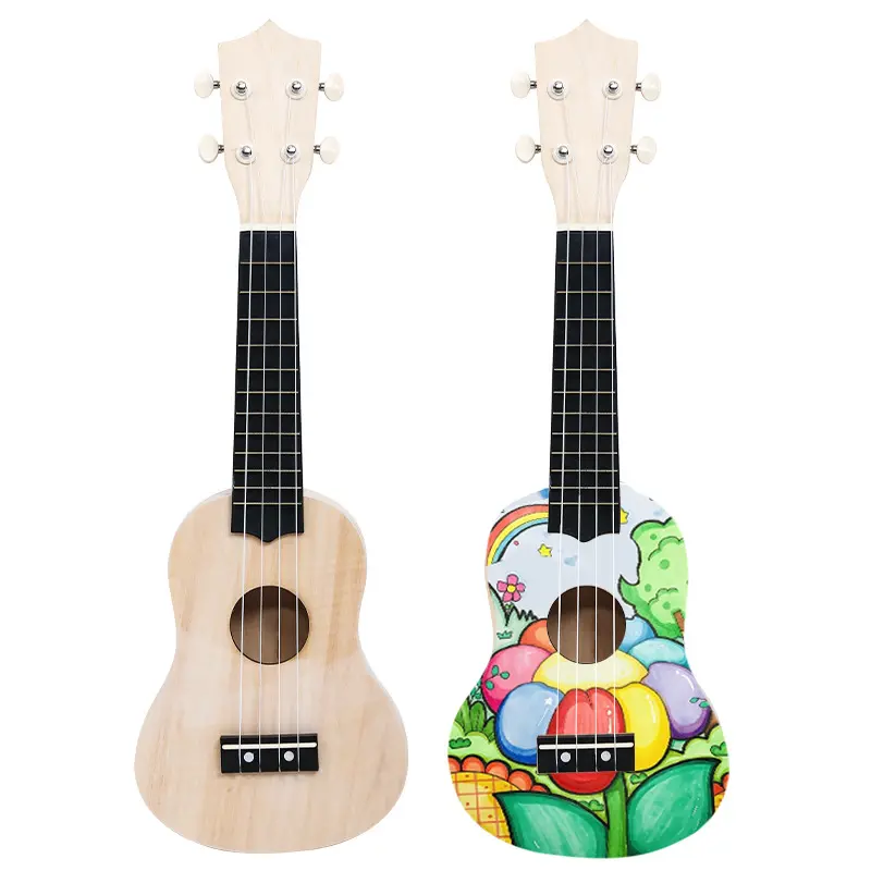 montessori ukulele diy-kitara hölzerne graffiti musikinstrument kinderspielzeug mit werkzeugen für zeichnung hölzernes spielzeug für kinder