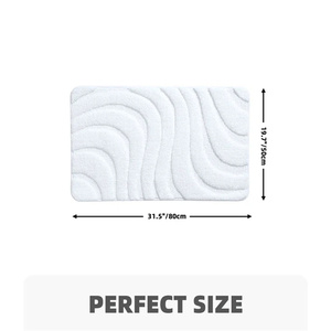 批发柔软抽象浴垫吸水毛绒浴室地毯酒店防滑白色浴垫 - Product Image 2