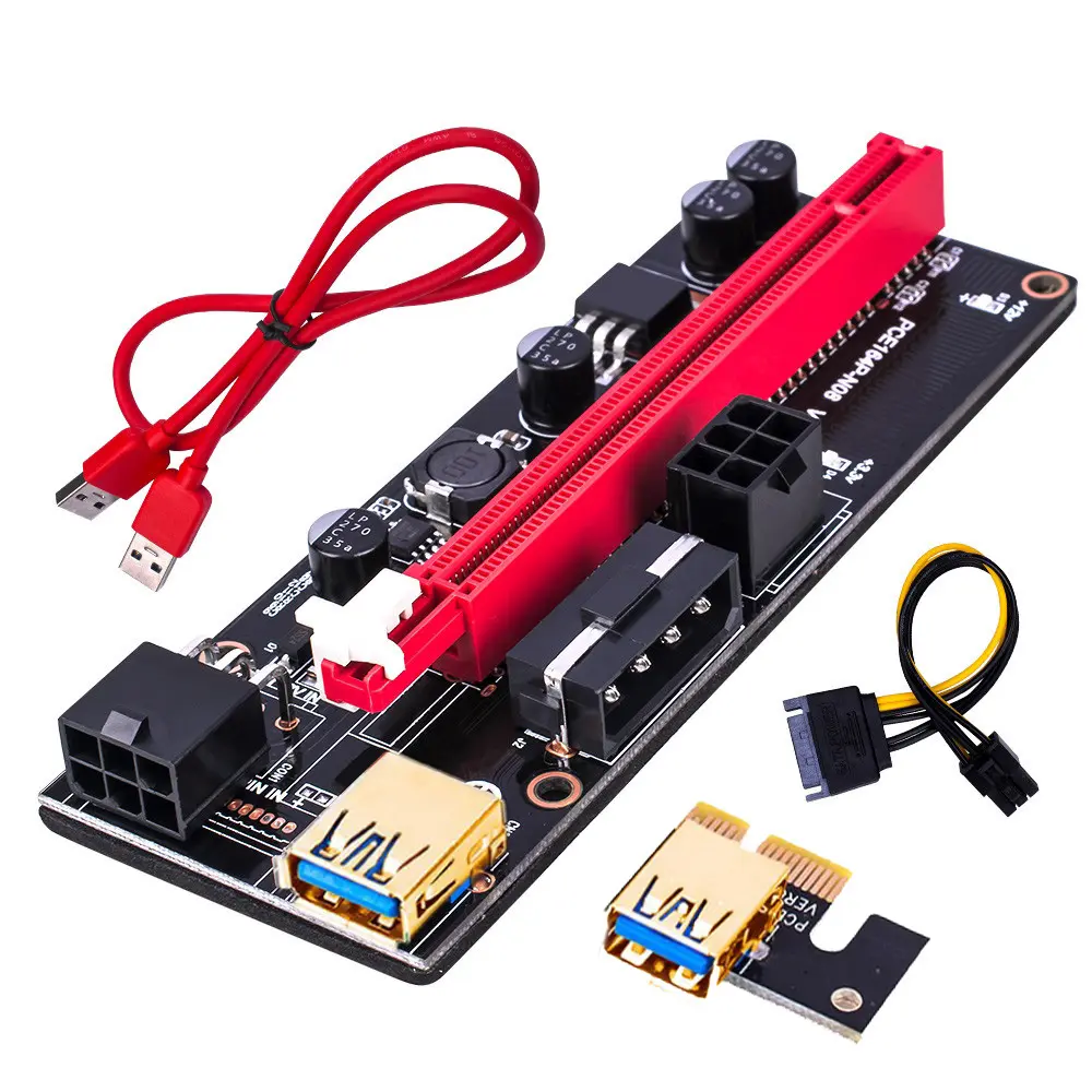 Fábrica, venda direta de fábrica ver009s pcie riser card 6pin 1x para 16x pci-e pci riser extensor usb 3.0 cabo adaptador