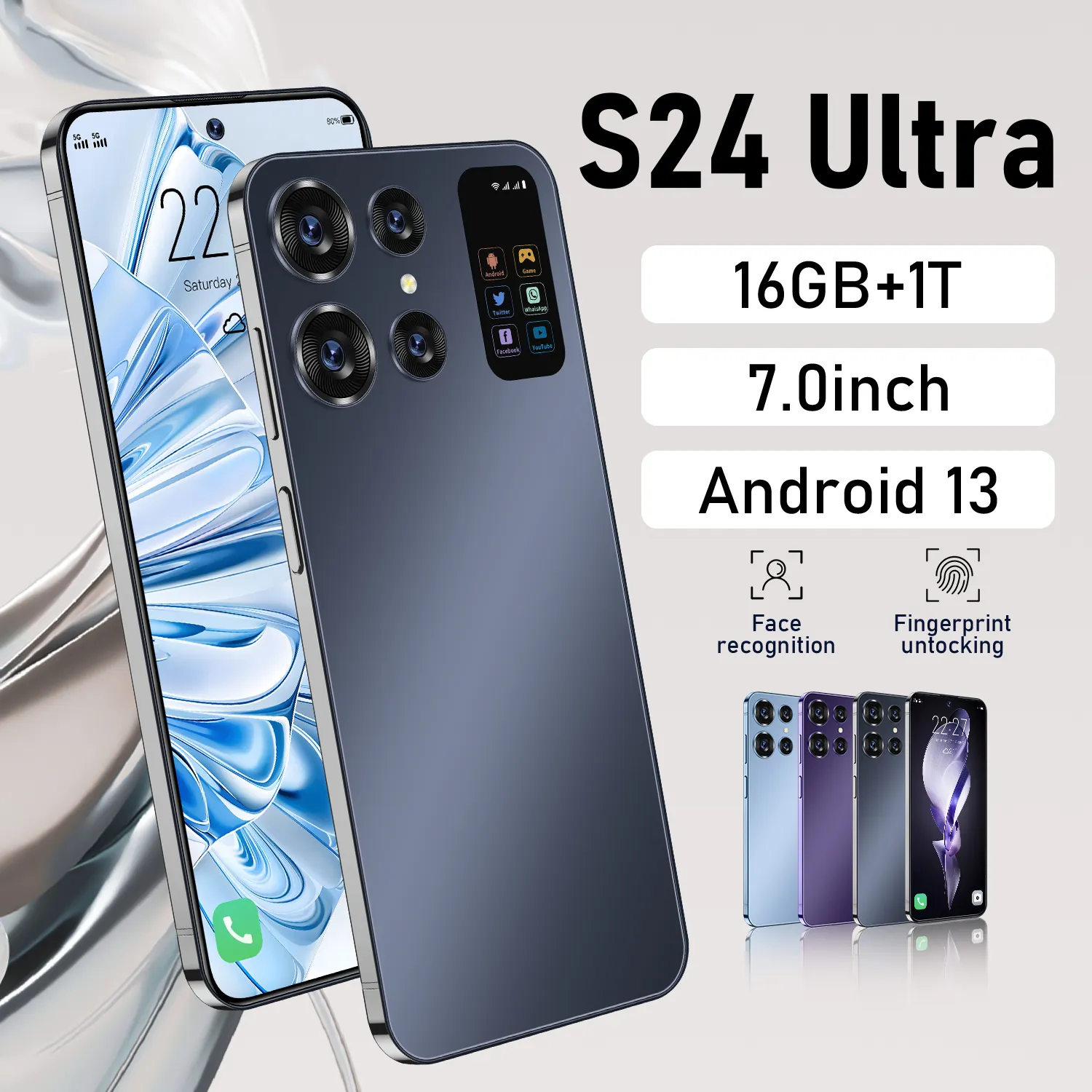 Heiß verkaufendes S24 ULTRA Original 16GB 1TB 7,3 Zoll 48MP 100MP 5G Android 12 Smartphone