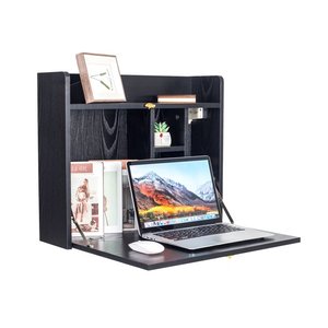 Moderner 2-in-1-Wandmontagetisch aus Holz schwimmender Computertisch, faltbarer platzsparender Arbeitsplatz-Aufbewahrungsregal
