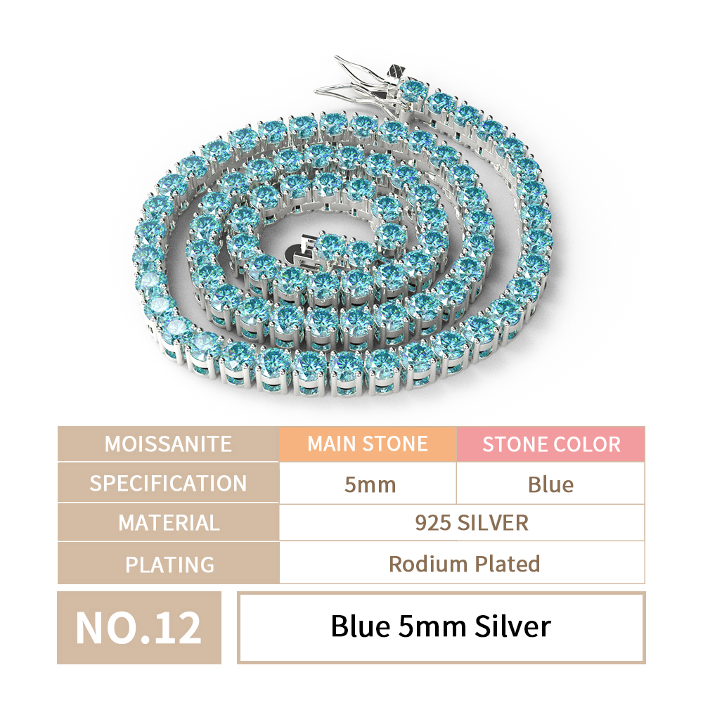 5MM chain + blue moissanite