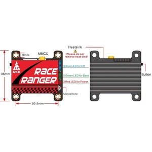 AKK RACE RANGER VTX 1.6W 5.8G FPVドローン送信機トラバーサアンテナ受信機長距離VTXモデル