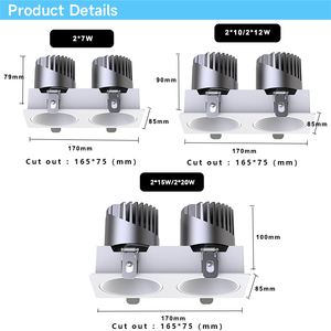 2 Head Tuya Smart Square Recessed 7W <strong>9W</strong> 12W 15W Led Downlight Reflector <strong>Light</strong> Square Linear Led <strong>Light</strong> Ip44 - Product Image 5