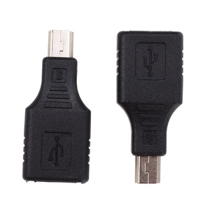 黑色USB 2.0 a型母对迷你USB 5针公插头OTG连接器适配器转换器笔记本电脑用F/M适配器 - Product Image 3