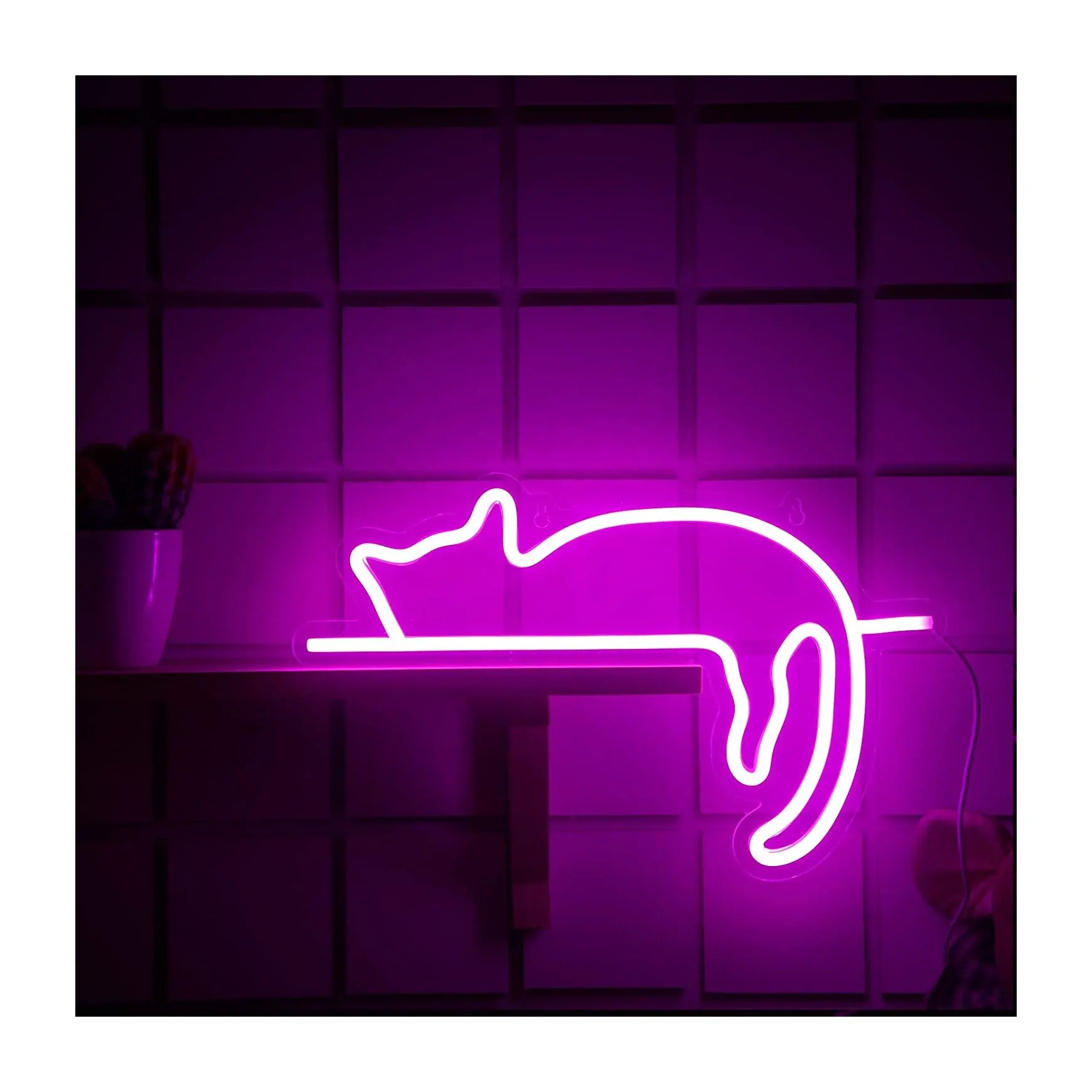 Venta caliente Lovely Cat LED Neon Signs Custom Dormitorio Decoración del hogar Sign Cat Neon Sign