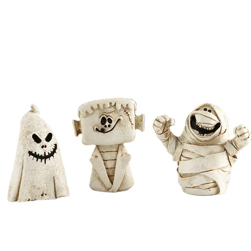 Cabeza de calabaza Fantasma Decoración de fiesta de Halloween Resina de moda Horror Decoraciones de escritorio Pequeños adornos