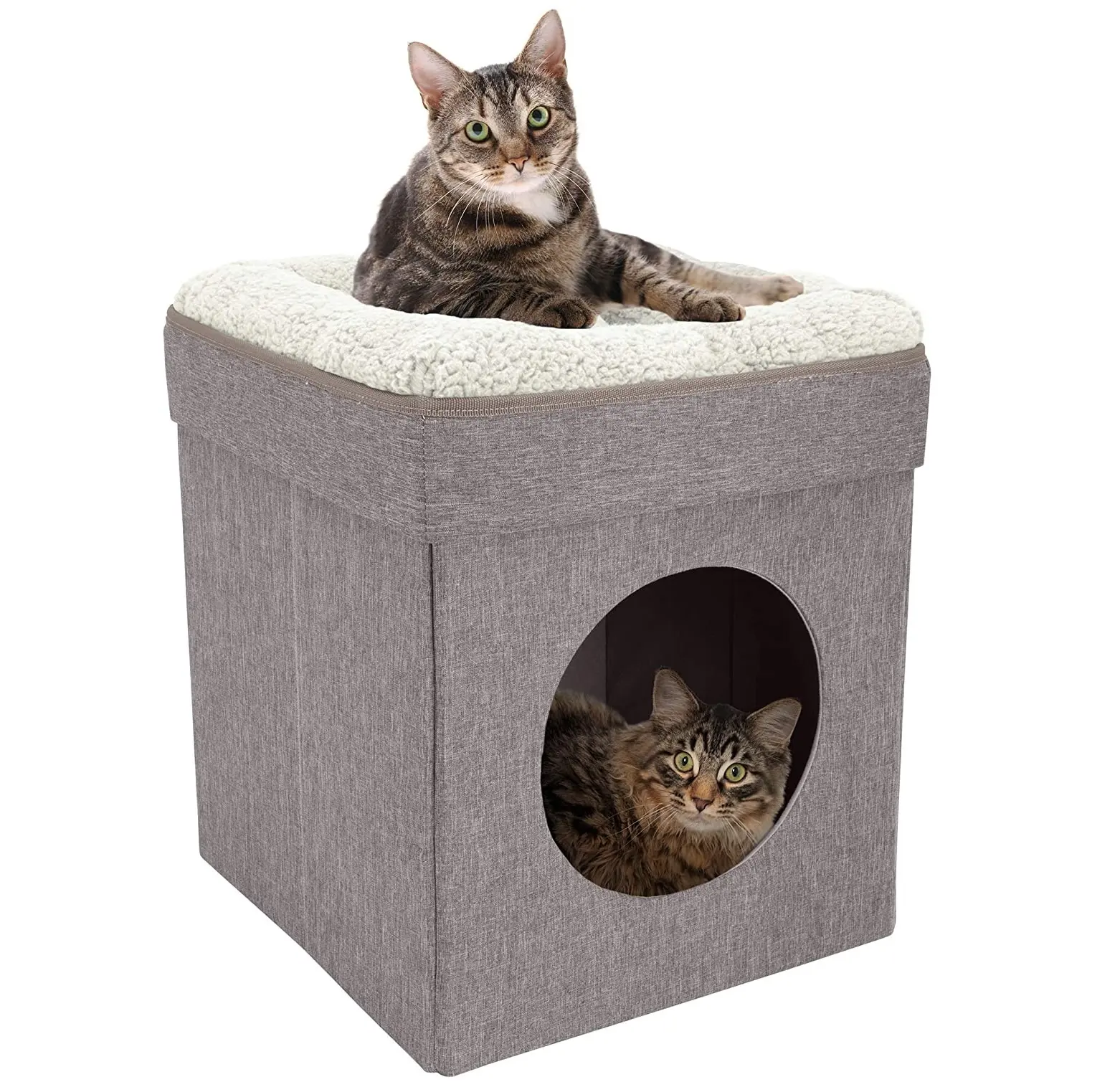 2 in 1 작은 개 침대 고양이 텐트 오두막 동굴 침대 접이식 고양이 집 실내 고양이 Casa para gatos con cama