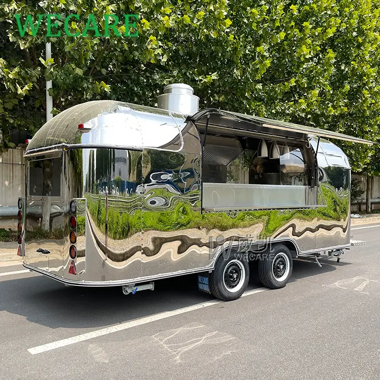 WECARE CE Concession mobile de camion de nourriture de remorque Airstream de nourriture camion de nourriture d'acier inoxydable à vendre l'Europe