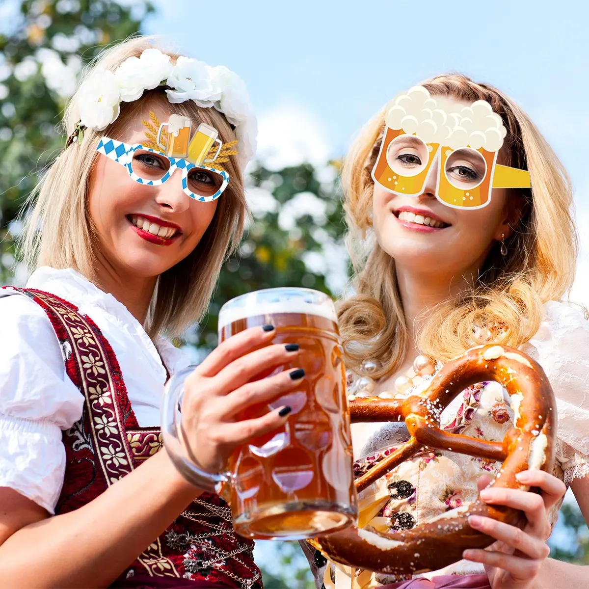 6 buah/set kacamata kertas Oktoberfest baru untuk Munich Oktober 2024 properti foto dekoratif lucu