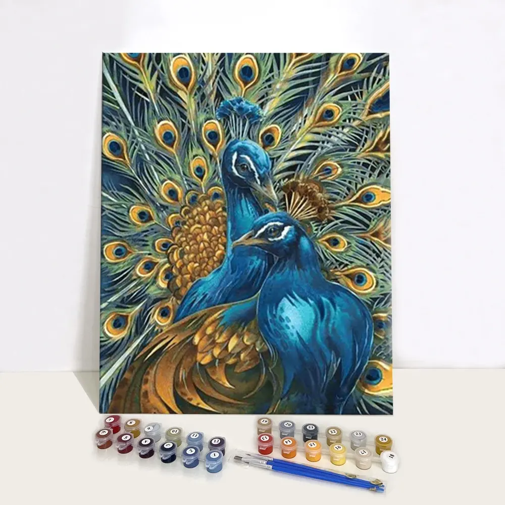 Conjunto de Arte de pavo real de alta calidad, pintura personalizada artesanal por números, barato