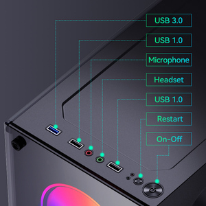 Kardan adam ATX bilgisayar orta kule PC oyun kasası yeniden başlatma anahtarı çift temperli cam yan verimli ısı dağılımı oyun şasi - Product Image 5