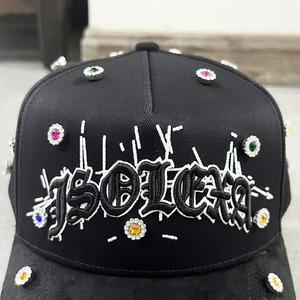 Mode 5 Panel ein Rahmen Hut schwarz Wildleder Kappe Strass Baseball Cap benutzer definierte 3D-Stickerei Satin Futter Gorras benutzer definierte Hut Wildleder - Product Image 3