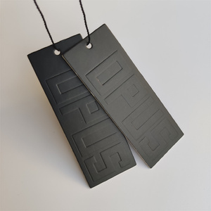 <strong>Custom</strong> <strong>Printed</strong> Embossed hang <strong>Tag</strong> Black Cardboard Coated Paper Swing Ticket <strong>Tag</strong> Label with <strong>String</strong> for Clothing