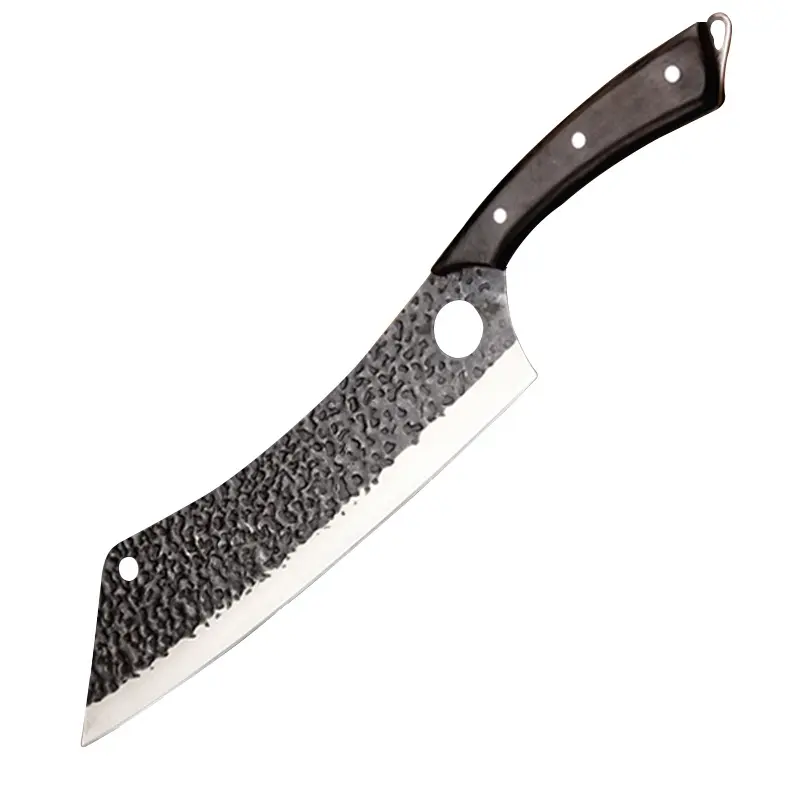 Couteau de cuisine forgé pleine soie de 12 pouces couteau à trancher la poitrine en acier à haute teneur en carbone avec manche en bois