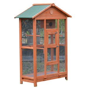 Ahşap açık kuş kafesi büyük kuş oyun evi papağan Aviary çıkarılabilir alt tepsi ve levrek ile - Product Image 2