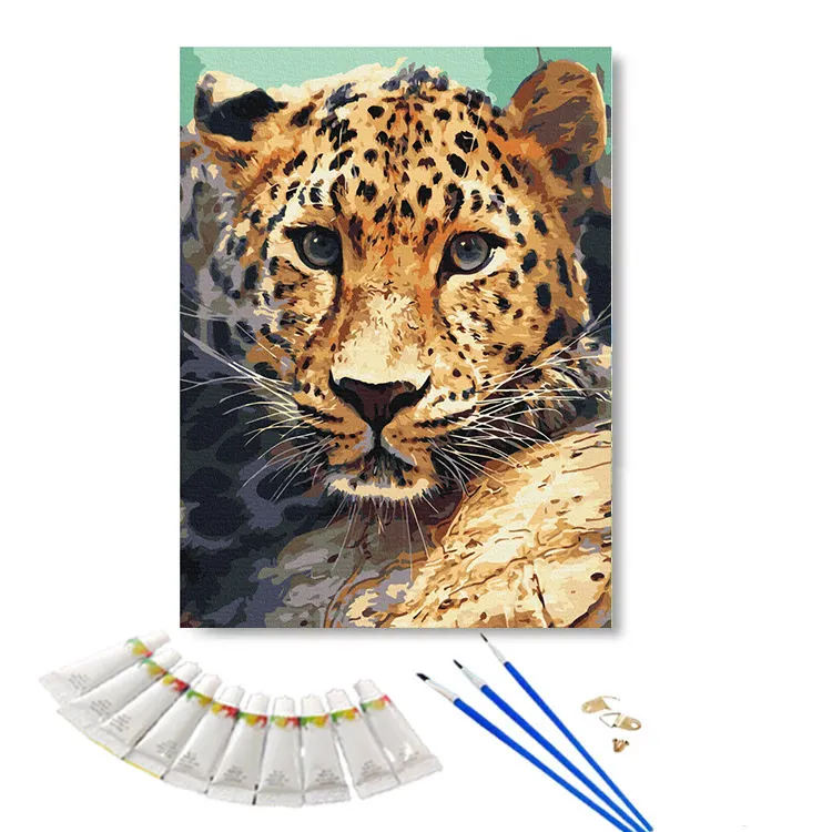 Bán Buôn Tự Làm Sơn Bằng Số Động Vật Leopard Acrylic Bộ Tranh Sơn Dầu Nghệ Thuật Bằng Số Cho Nhà Tường Nghệ Thuật Hình Ảnh