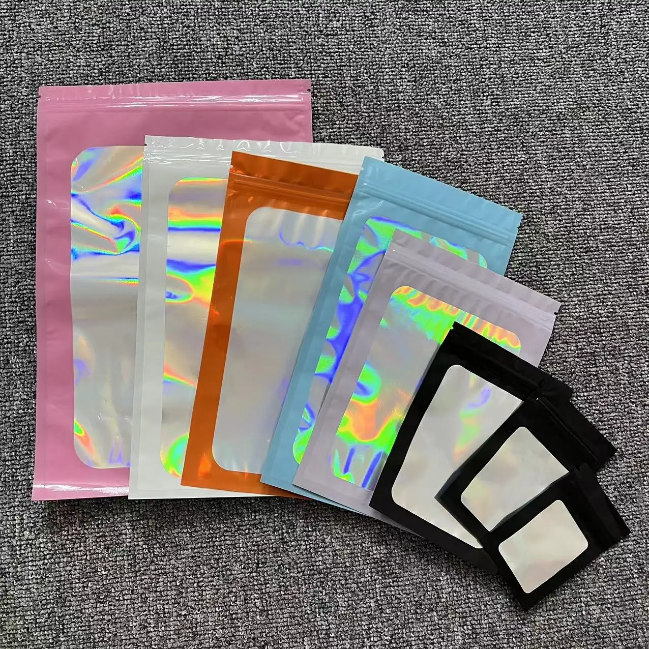 4x6 pouces pochette en aluminium plat clair Ziplock stockage des aliments emballage en plastique feuille holographique Mylar sacs