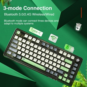 Teclado mecánico LEOBOG K81 75%, carcasa acrílica transparente rosa, tri-modo, teclado inalámbrico RGB Bluetooth intercambiable en caliente - Product Image 5