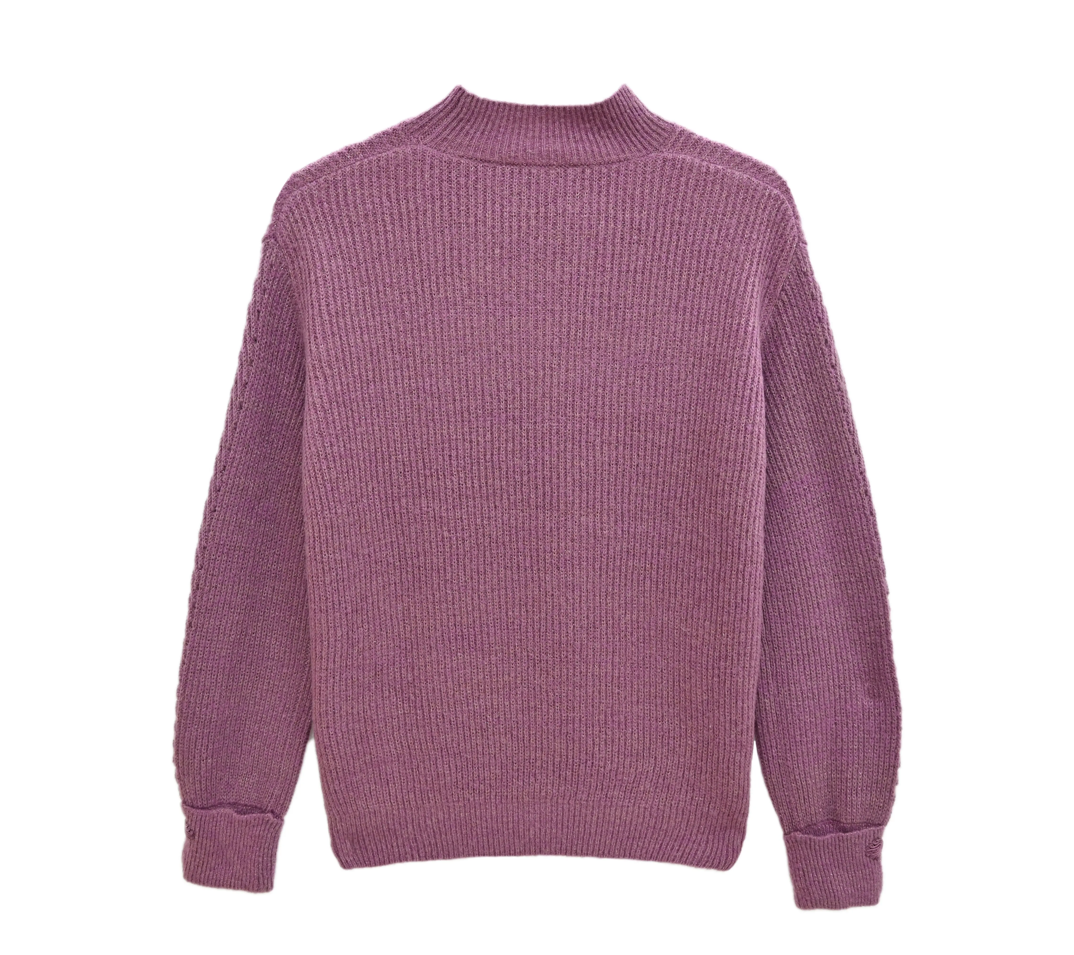 2023 derniers modèles pull couleur unie élégant décontracté tricot vêtements O cou à manches longues pull tricot pull femmes
