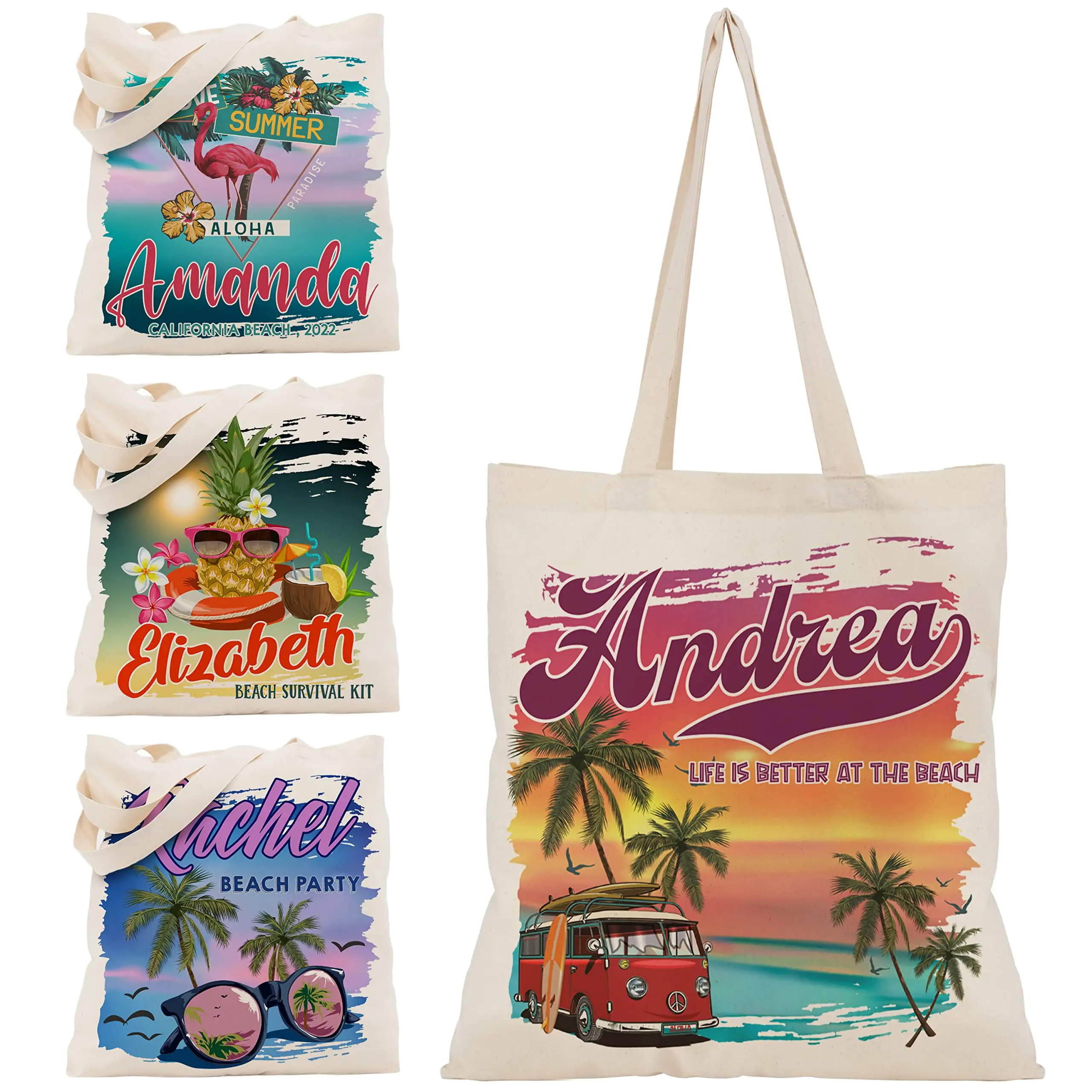مصنع سعر الجملة 100% القطن العضوي القماش حقيبة شاطئية هاواي نمط قماش حمل حقيبة مع شعار مخصوص مطبوع