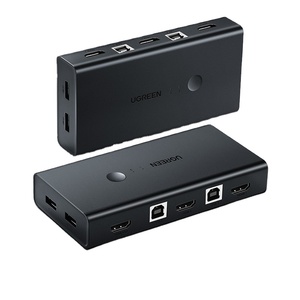 Ugreen Hdr Kvm交换机2端口4k Usb交换机Kvm Vga切换器分路器盒，用于共享打印机键盘鼠标Kvm交换机Hdr + Vga
