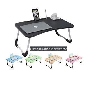 Mesa portátil de madeira dobrável, mesa dobrável ajustável para laptop, computador portátil ajustável para cama