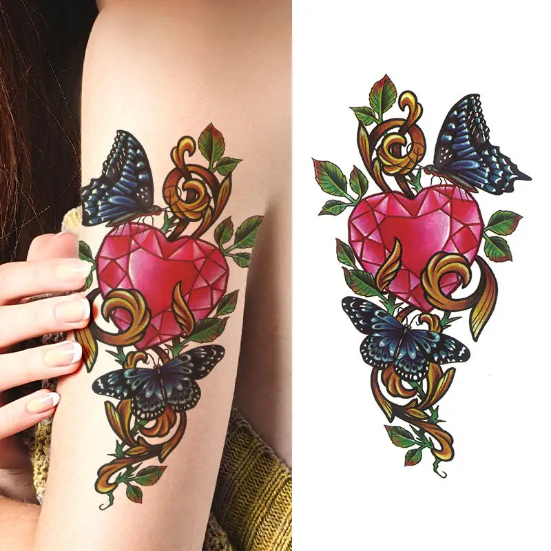 Adesivo de tatuagem de henna temporária personalizada, estêncil, tatuagem manual com flor, preto, à prova d'água, vinil, tatuagem corporal de pvc